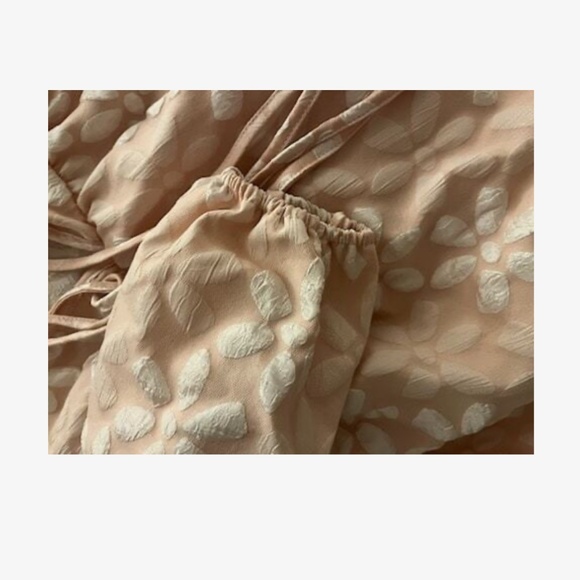 Plus Floral Print Lace Front Tie Puff Long Sleeve Dress - Picture 8 of 10